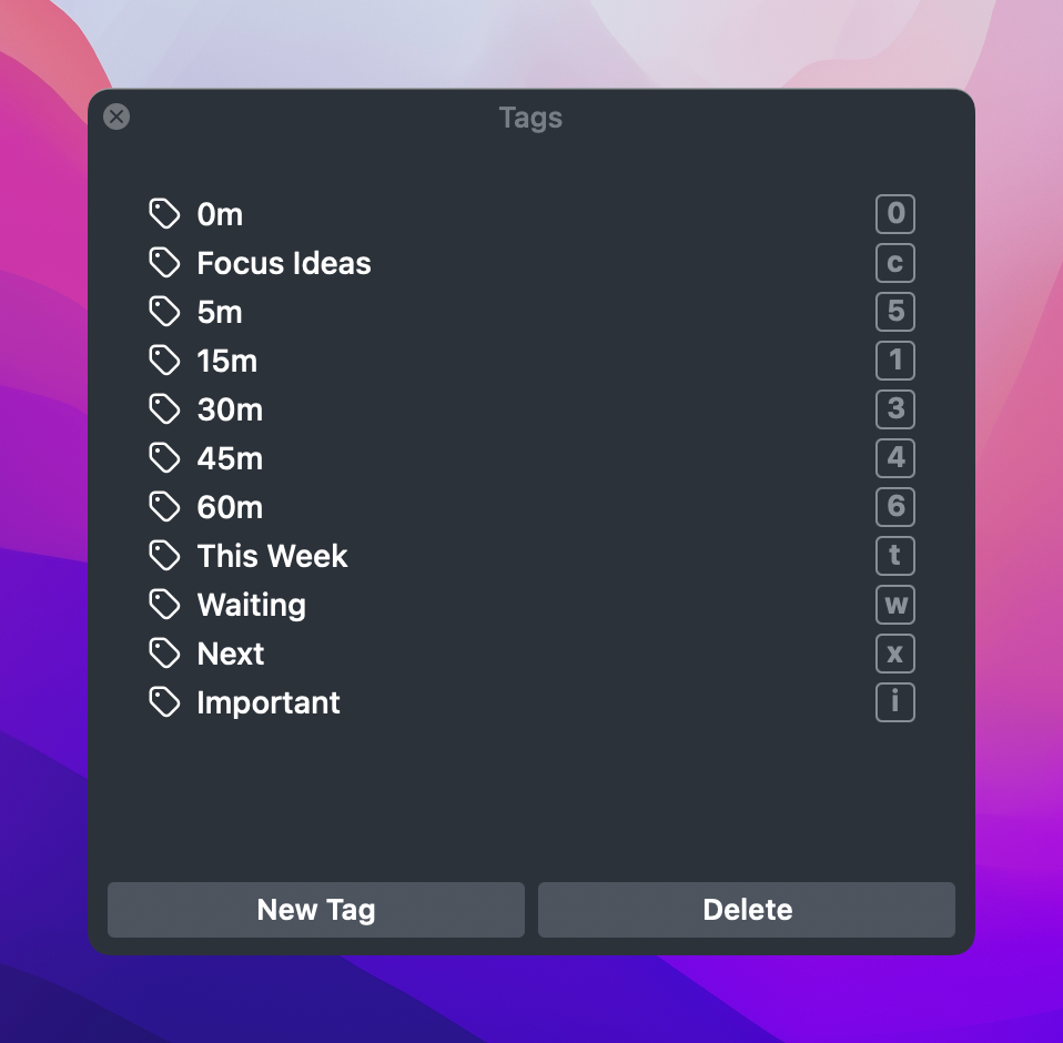 Tags in Things for estimated times are easily applied with a keyboard shortcut